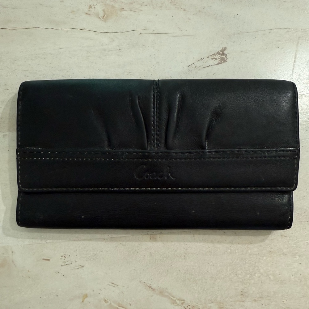Coach Black Leather Clutch Wallet